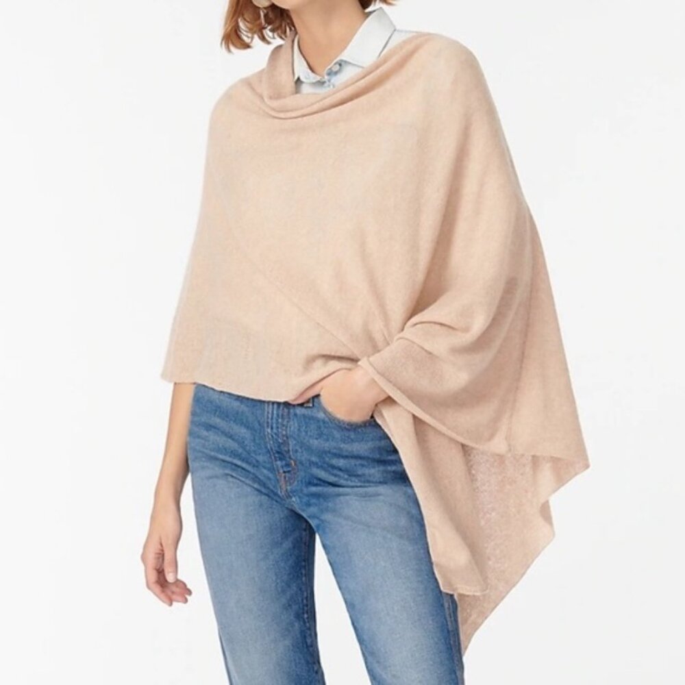 New J Crew Heather Camel Cashmere Wool Poncho - Picture 6 of 7